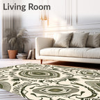 Olive Green Intricate Mandala Pattern Rug