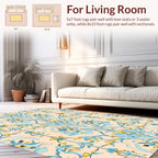 Blue Yellow Floral Damask Pattern Rug