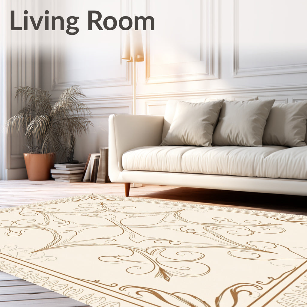 Elegant Swirl And Leaf Pattern Rug