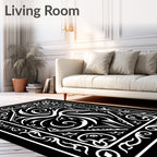 White Swirl Paisley Ornate Frame Rug