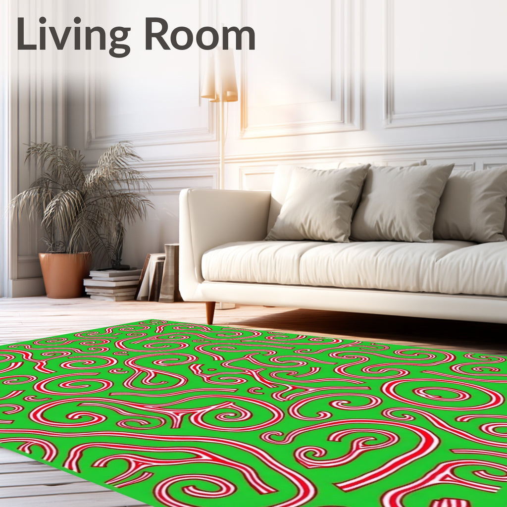 Candy Cane Swirl Pattern Rug