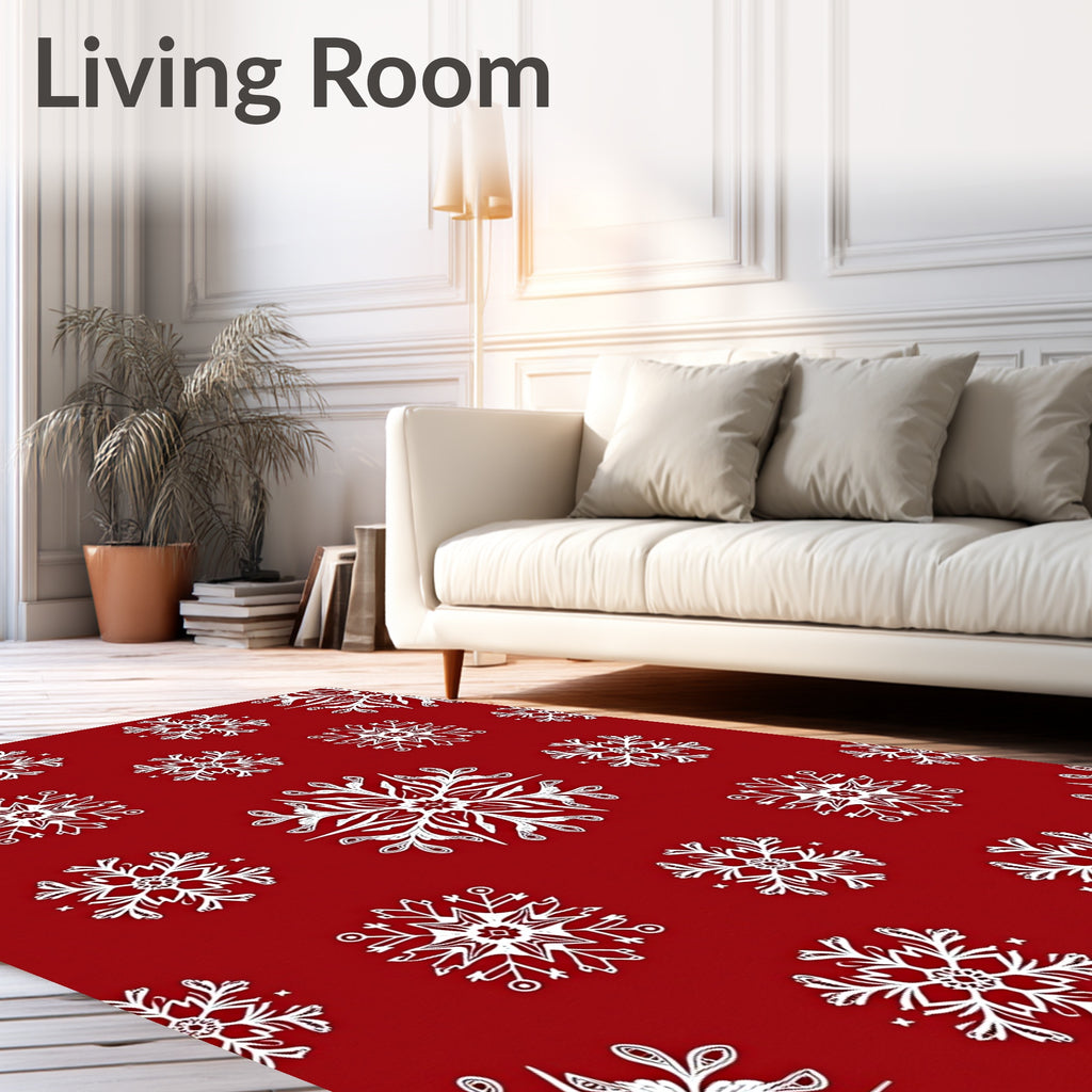 White Snowflake Pattern Design Rug