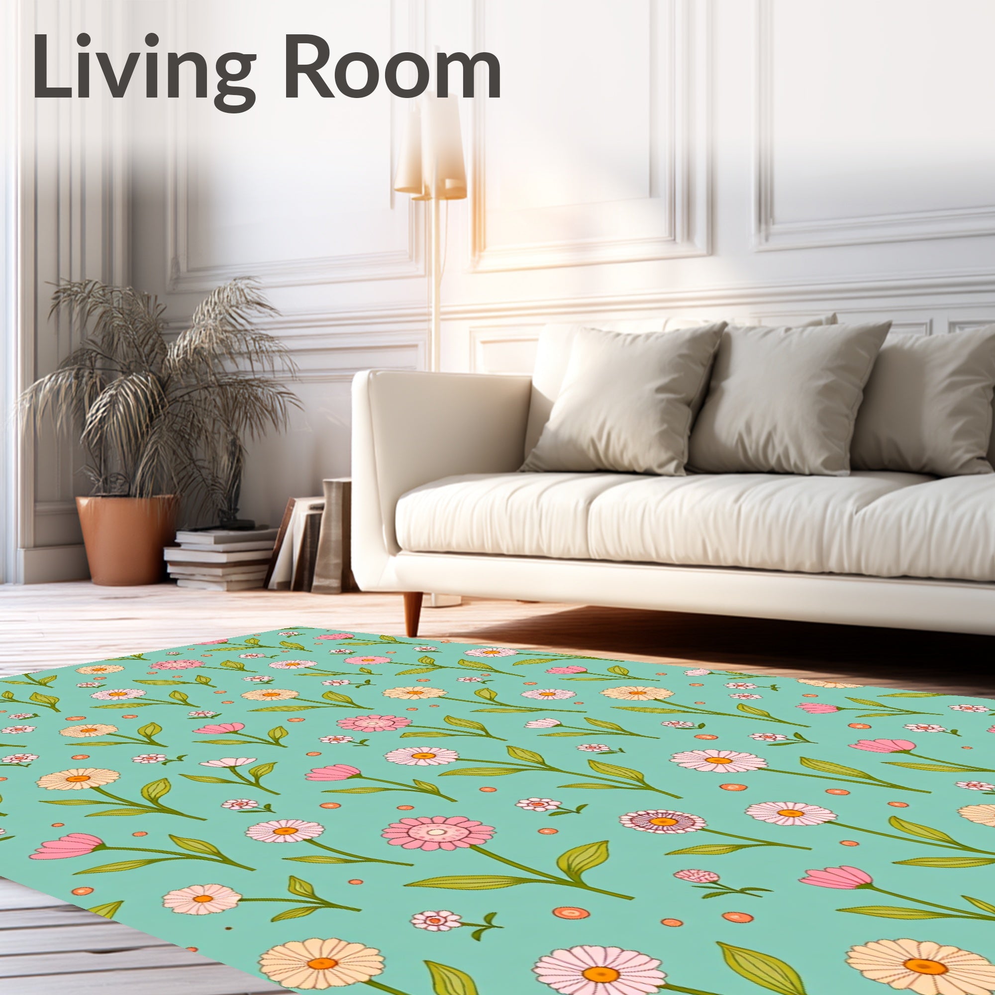 Retro Daisy Floral Pattern Rug