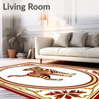 Canine With Burgundy Gold Border Rug