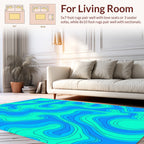 Blue Teal Topographic Wave Pattern Rug