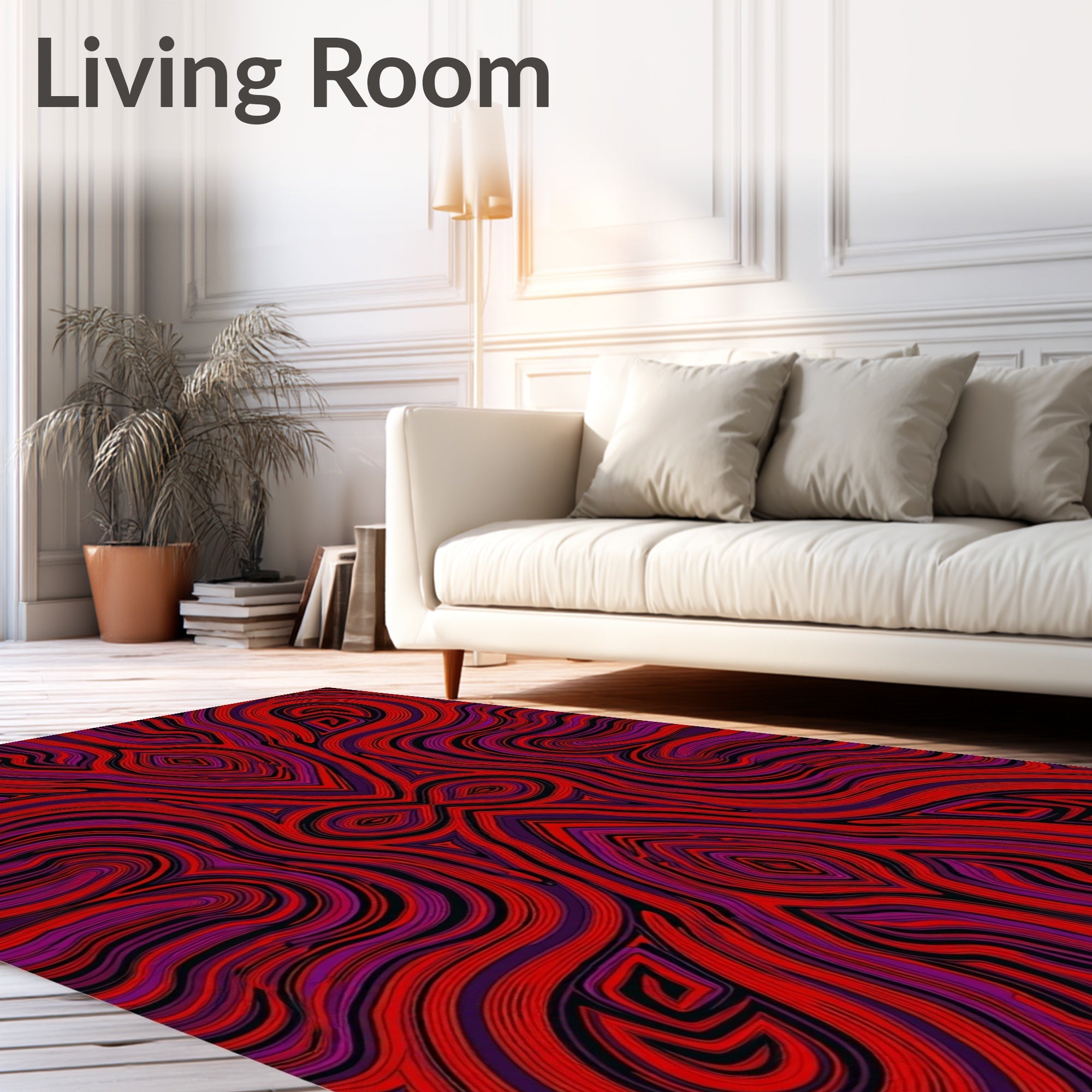 Abstract Red Purple Swirls Rug