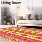 Bright Floral Geometric Stripe Design Rug