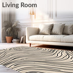 Beige and Black Swirl Wood Grain Rug