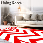 Bold Red Abstract Zigzag Lines Rug
