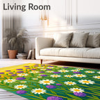Vibrant Field of Daisies and Florets Rug