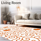 Autumn Pumpkin Vine Scroll Pattern Rug