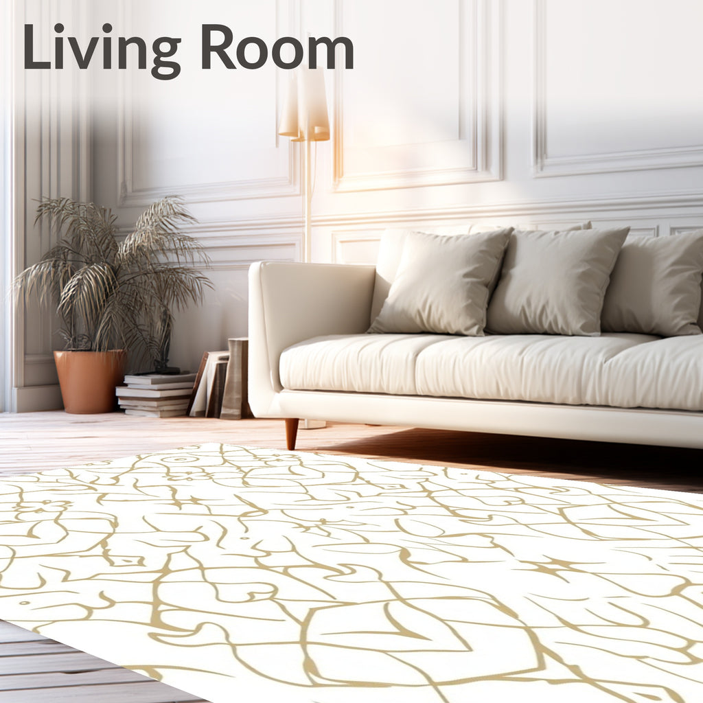 Golden Outline Intertwined Scroll Pattern Rug