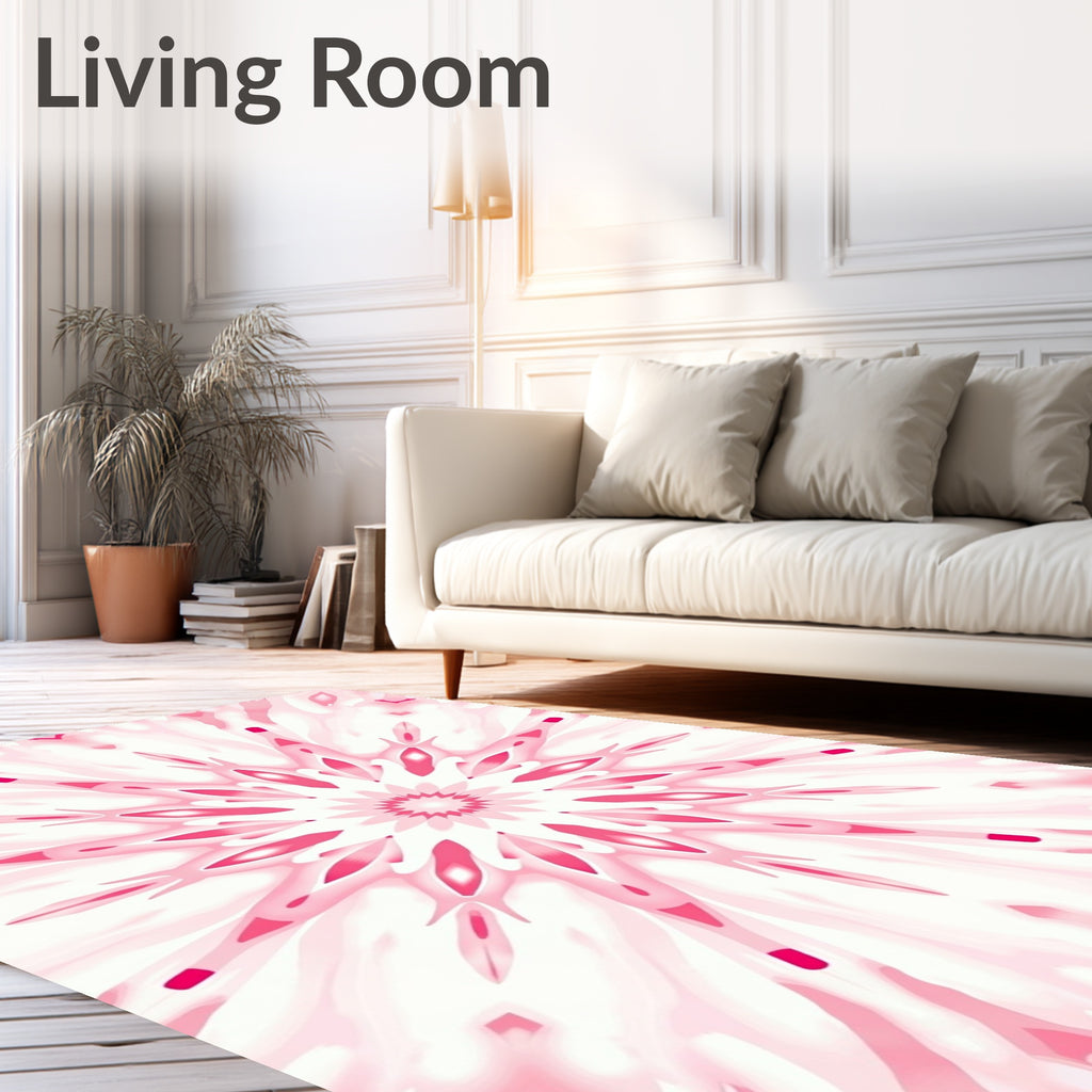 Pink Floral Mandala Pattern Rug