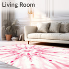 Pink Floral Mandala Pattern Rug