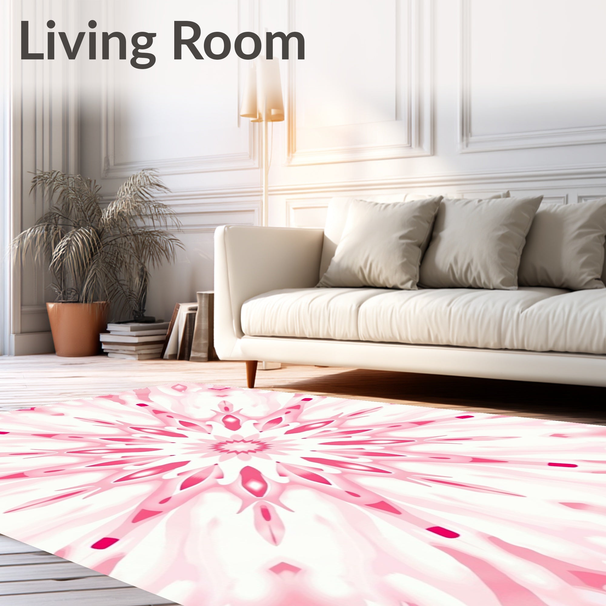 Pink Floral Mandala Pattern Rug