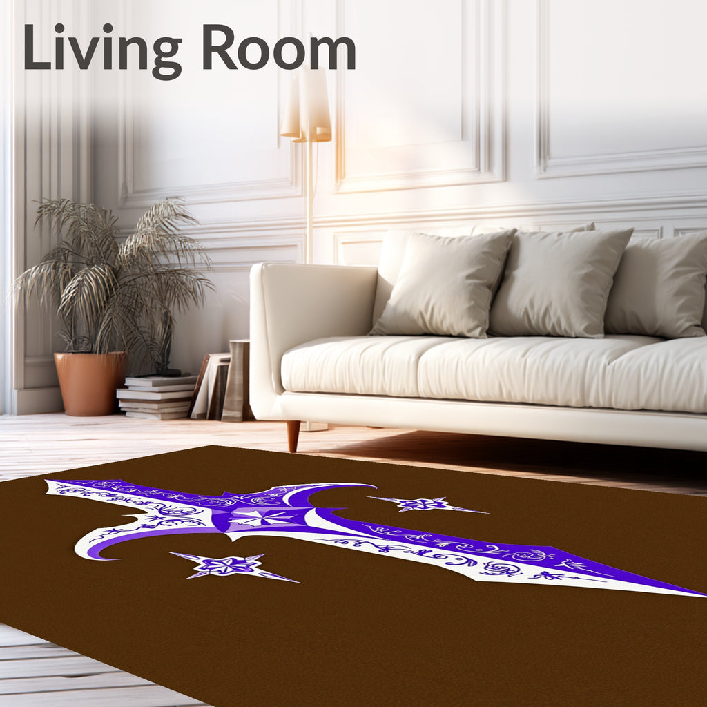 Ornate Sword With Star Accents Rug