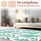 Emerald Leaf Patterned Accent Rug