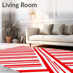 Red White Parallel Stripes Design Rug