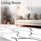Continuous Black Line Abstract Pattern Rug