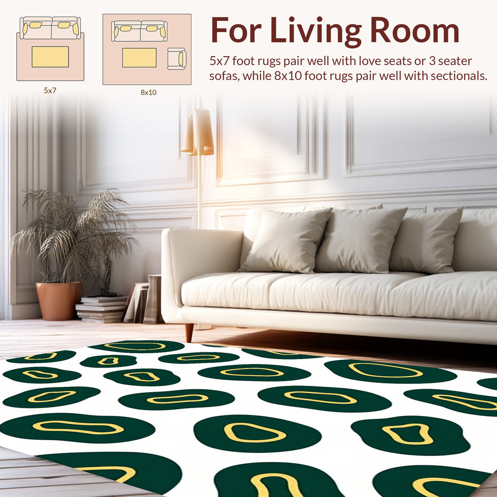 Organic Shapes Emerald Gold Pattern Rug