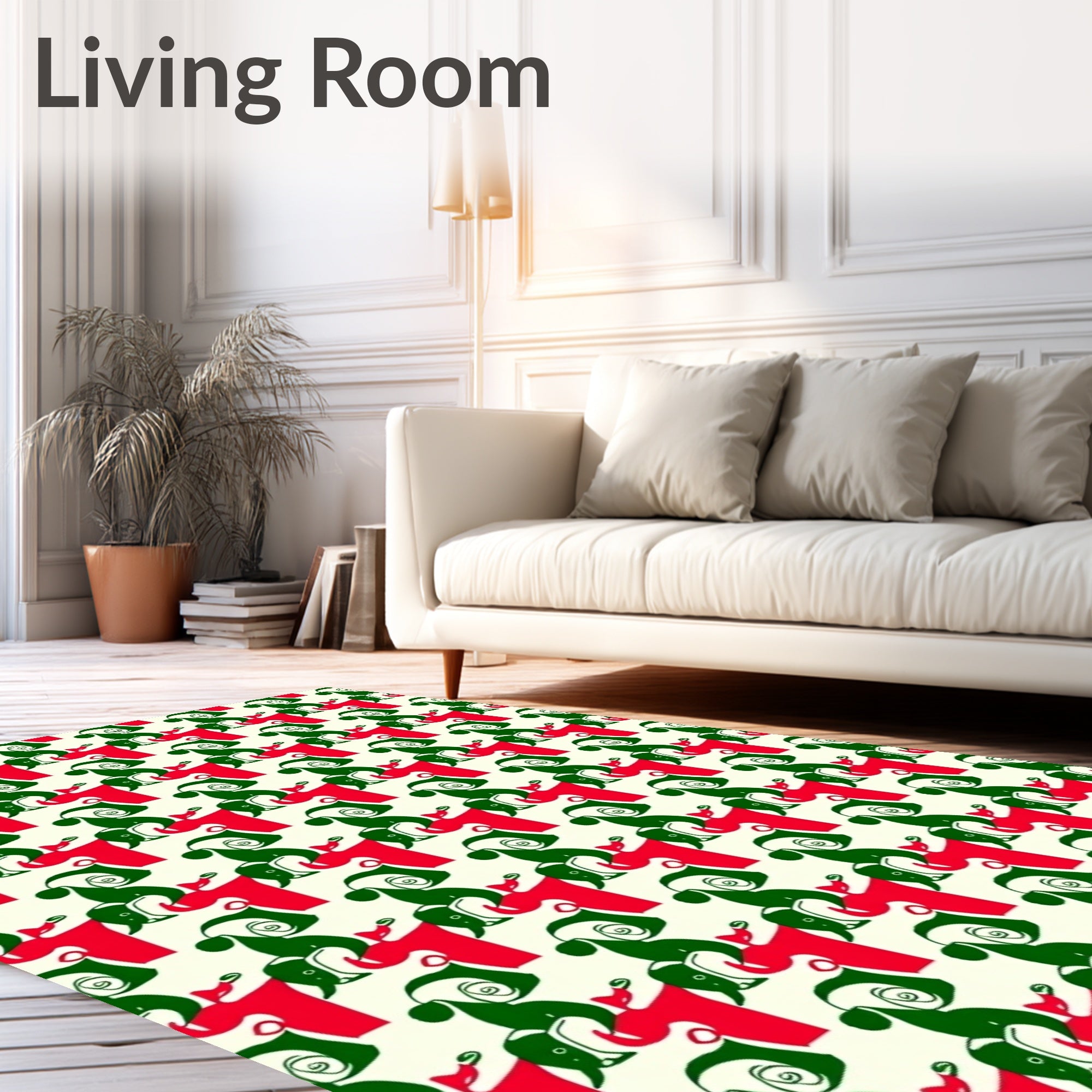 Whimsical Rudolph 2 Tone Design Rug