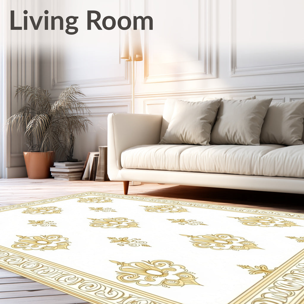 Gold Elegant Damask Pattern Rug