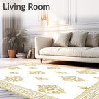 Gold Elegant Damask Pattern Rug