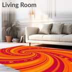 Vibrant Spiral Swirl Star Pattern Rug