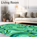 Cool Green Swirl Pattern Rug