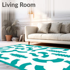 Abstract Geometric Teal Pattern Rug