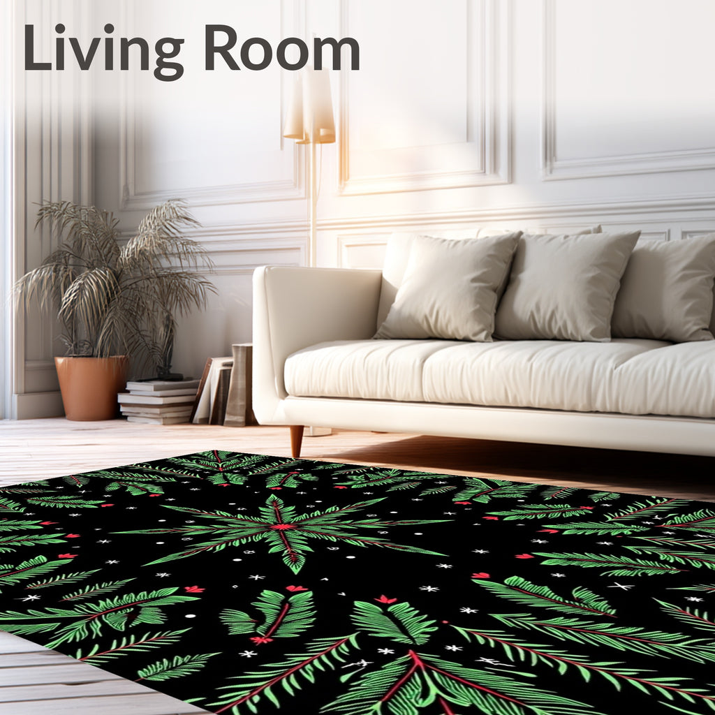 Festive Green Pinecone Starburst Abstraction Rug