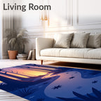 Forest Pathway Minimalist Sunset Design Rug