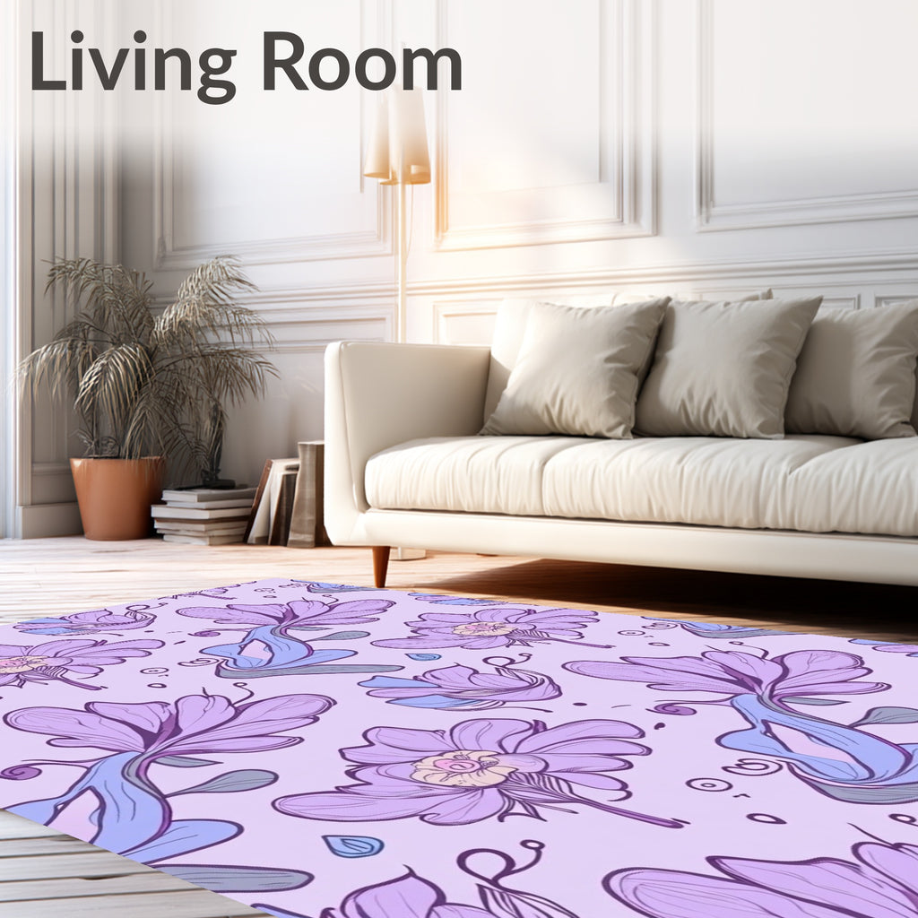 Whimsical Purple Floral Pattern Rug