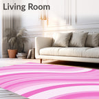 Pink Wave Patterned Abstract Rug