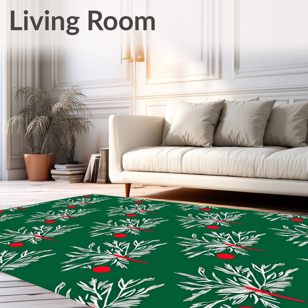 Evergreen Branch Orb Pattern Rug