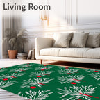 Evergreen Branch Orb Pattern Rug
