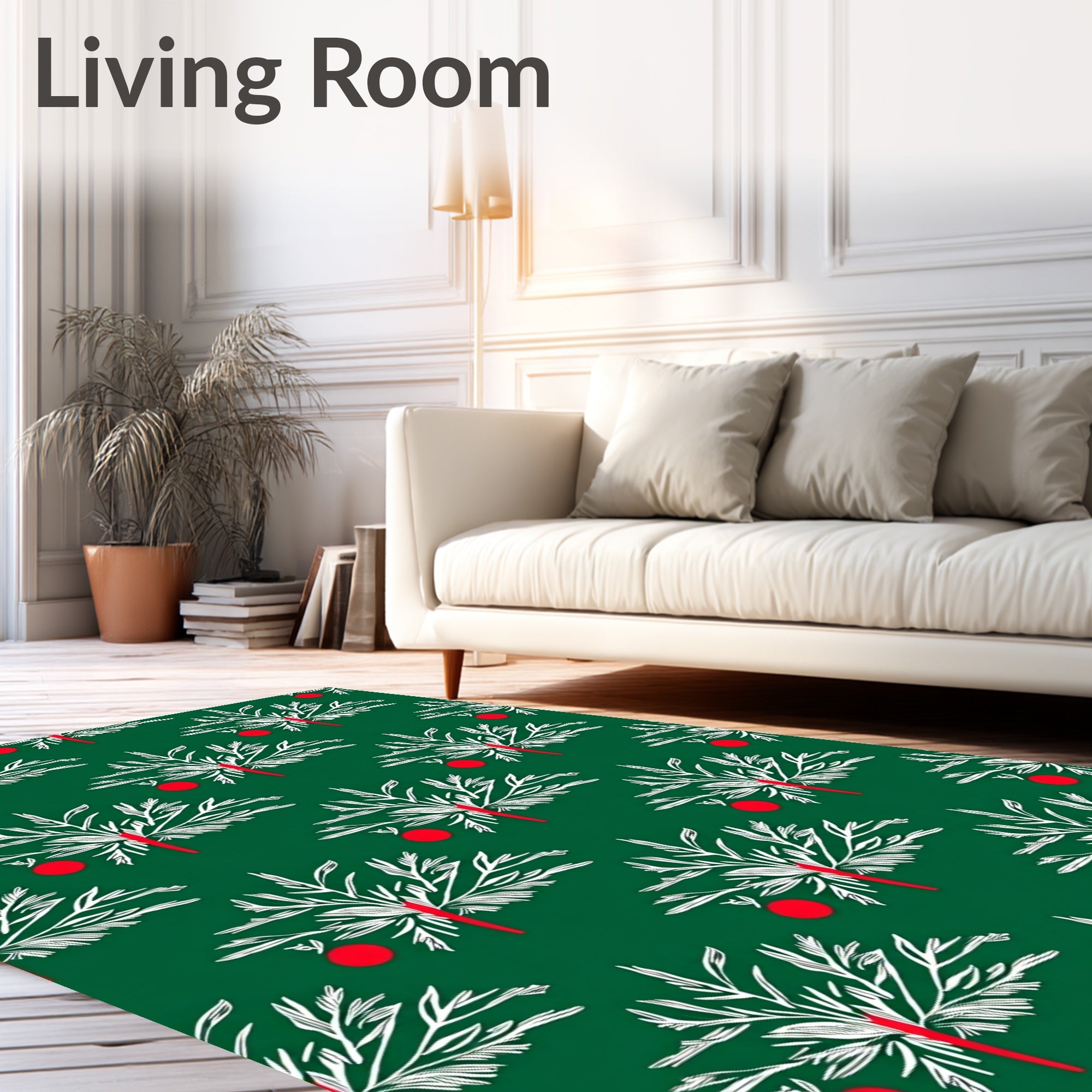 Evergreen Branch Orb Pattern Rug