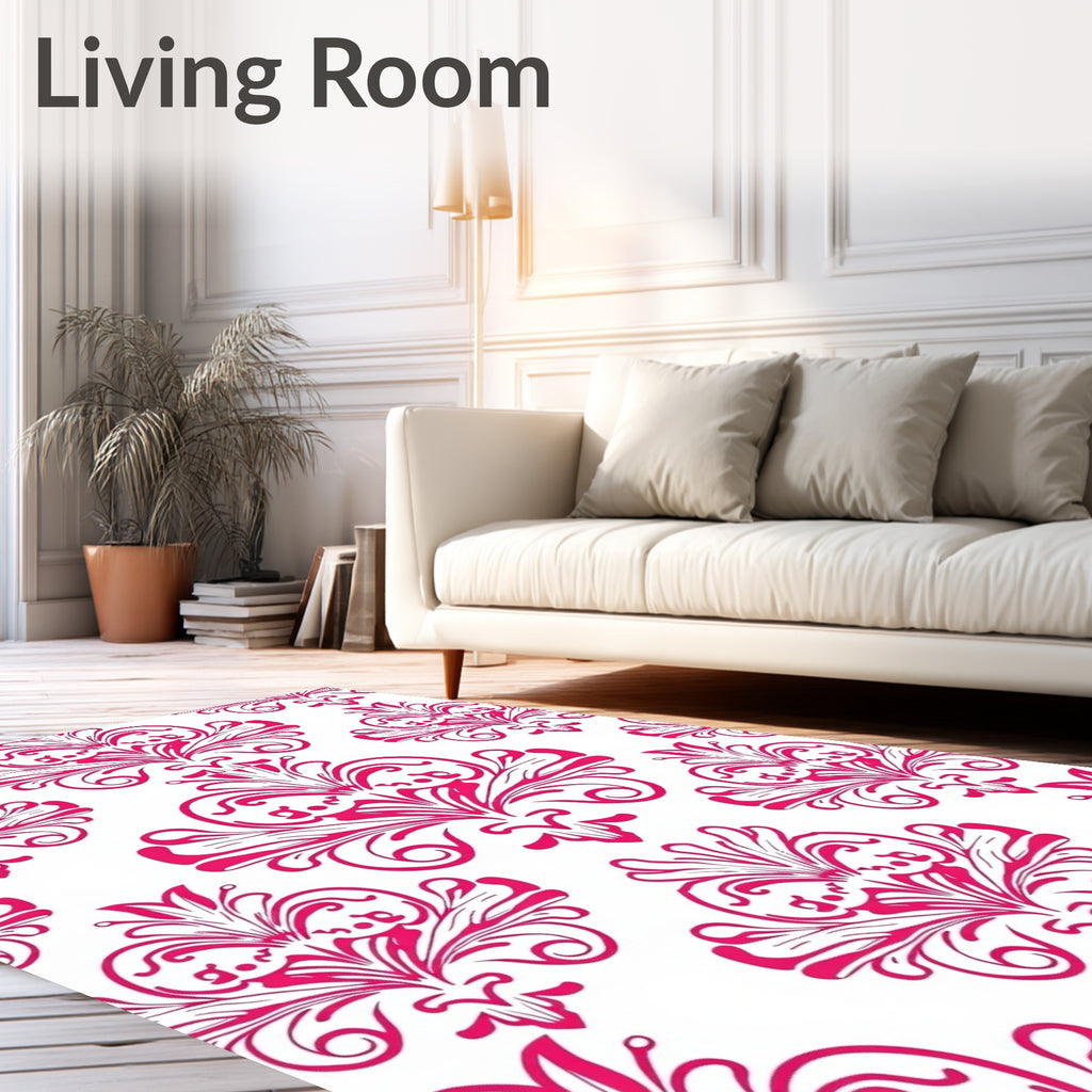 Fuchsia Baroque Floral Crest Rug