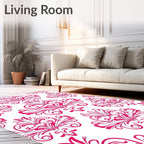 Fuchsia Baroque Floral Crest Rug