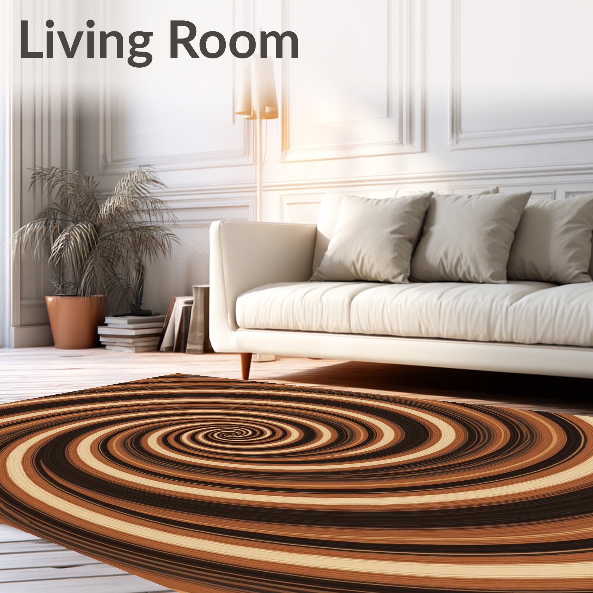 Warm Toned Swirl Pattern Rug