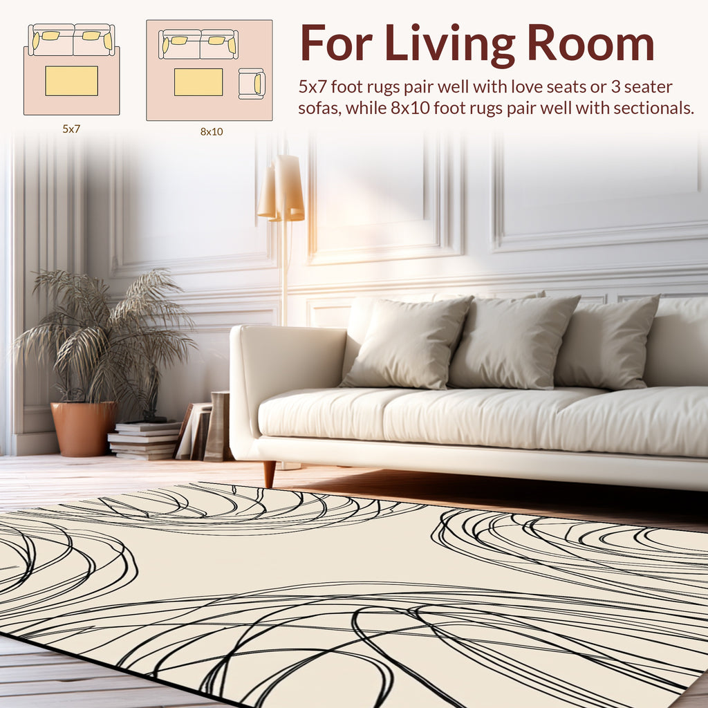 Abstract Swirls Line Art Pattern Rug