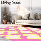 Geometric Pink Yellow Diamond Pattern Rug