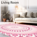 Pink Floral Mandala Pattern Rug