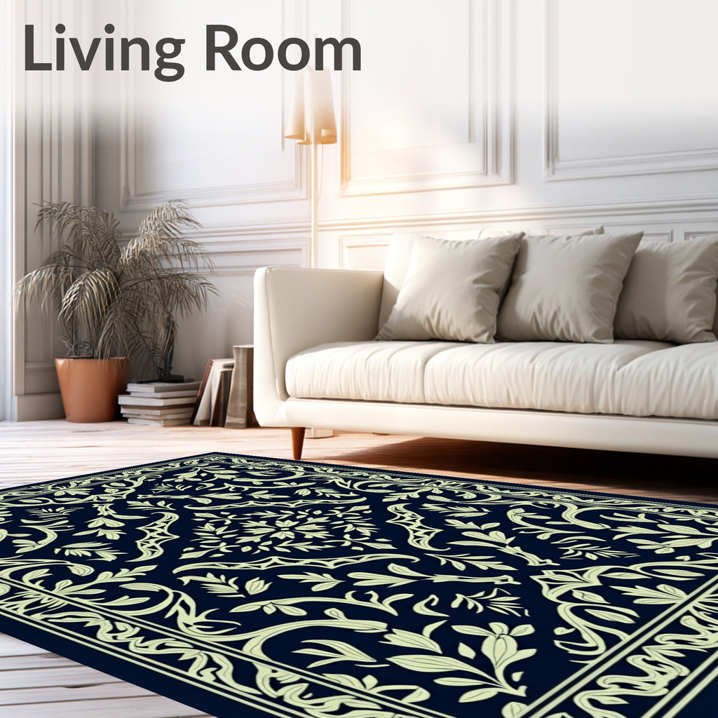 Ornate Floral Damask Pattern Rug