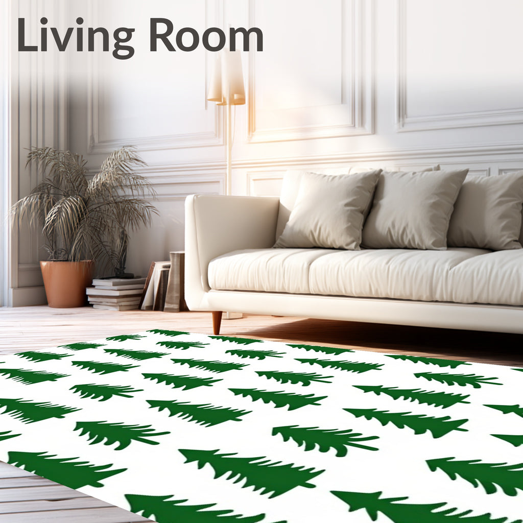 Forest Green Evergreen Tree Repeats Rug