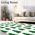 Forest Green Evergreen Tree Repeats Rug