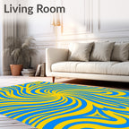 Blue Yellow Swirl Pattern Rug