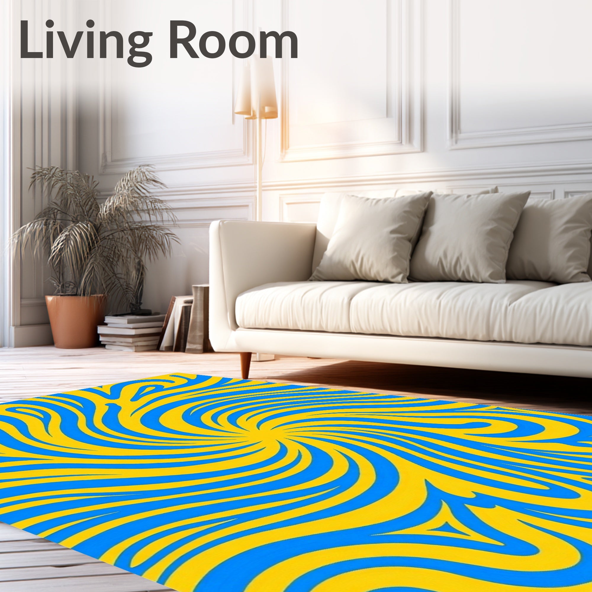 Blue Yellow Swirl Pattern Rug