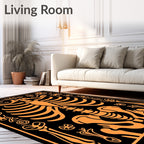 Orange Skull Ribcage Floral Pattern Rug