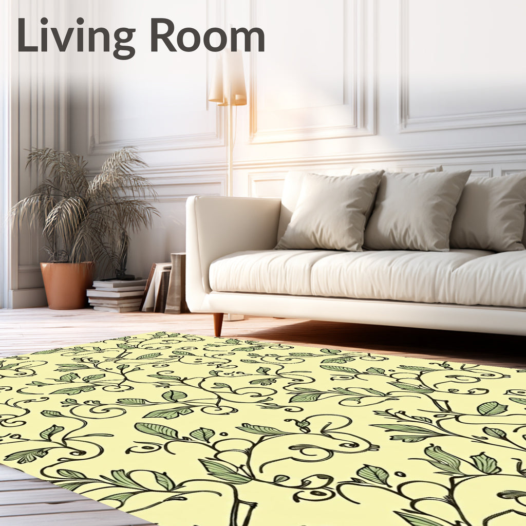 Vine and Leaf Art Nouveau Pattern Rug